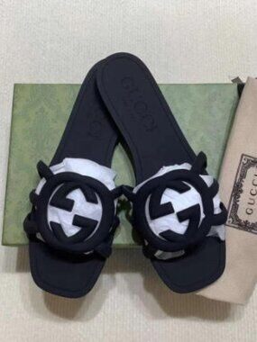 Gucci Black GG Slide Sandals – Size 38 with Original Box